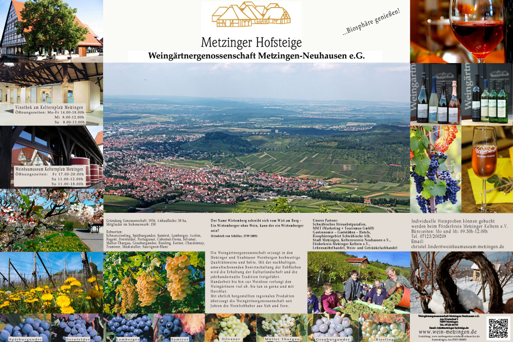 Werbetafel für die Weingärtnergenossenschaft Metzingen-Neuhausen